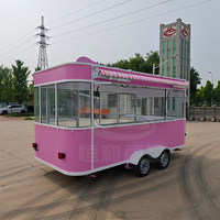 Food Truck Électrique Rose de Luxe avec Cabine Intégrée |   Présentoir mobile sur pied pour la vente au détail et bars à desserts avec plateforme frontale