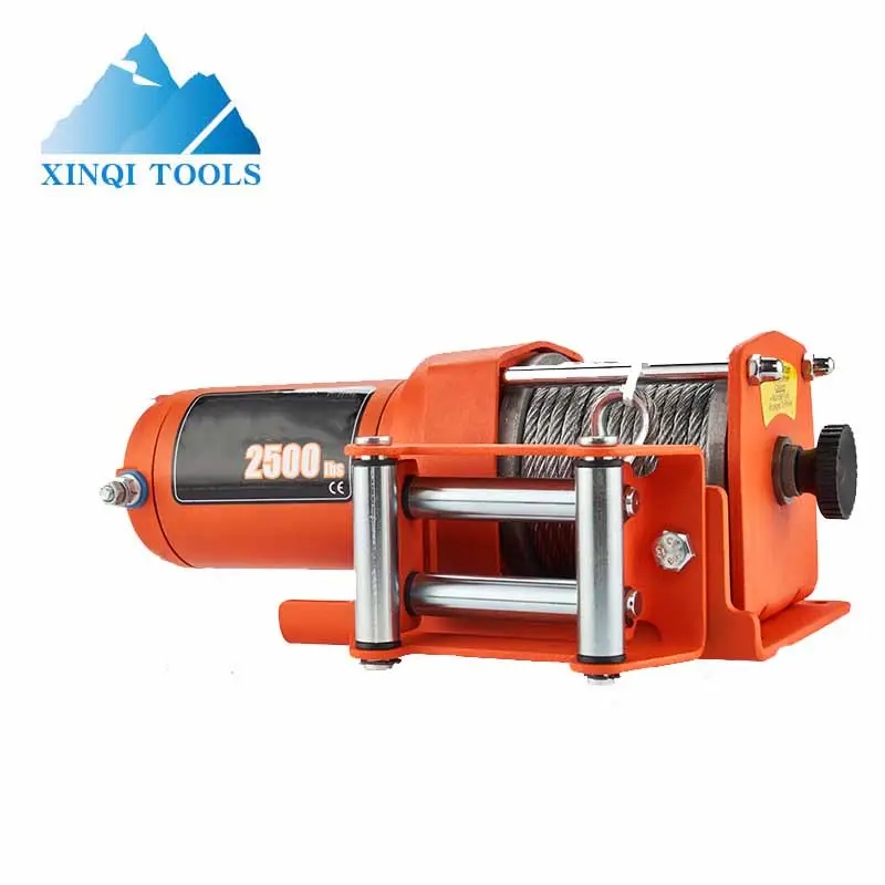 XINQI New 2500lbs.Load Capacity Winch 12V Steel Cable Winch Electric Winch with Wired Remote and Wireless Remotes, 4-Way Roller