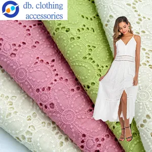 Factory Sale Colorful Clothes Accessories Embroidered Cotton Lace Fabric Hollow Out Cotton Embroidered Lace Fabric