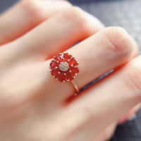 Factory Wholesale 925 Sterling Silver Natural Red Sapphire Exquisite Rose Gold Adjustable Wedding Party Jewelry Ring's Women