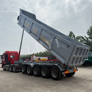 LUYI ağır 5 akslar 80-100Tons u-hidrolik arka damperli römork yük yan damperli arka dökümü yarı kamyon römorkları - Product Image 2