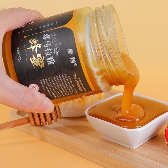 Himalayan Wild Honey in Natural Mature Raw Form High Concentration Crystallized Ground Honey Packaged in Bottle Additives