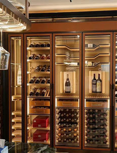 Cantinetta Refrigerata di Lusso per Soggiorno, Mobile Porta Vini in Vetro Isolato, Frigorifero per Vino Rosso Integrato in Bronzo - Product Image 3