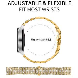 Bandas de Metal de 22MM para Huawei Watch GT3 <span class=keywords><strong>Honor</strong></span> Magic Watch 2 <span class=keywords><strong>GS</strong></span> <span class=keywords><strong>3</strong></span> Pro ES Mujeres Dressy Diamond Bling Pulsera Lady Wristband Strap - Product Image 3