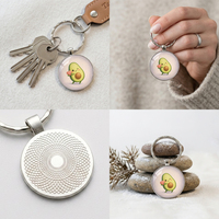 Porte-clés en métal personnalisable à l'avocat, simple face, pour filles, accessoire compact et portable