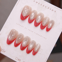 Uñas Postizas de Ojo de Gato Reutilizables de Diseño de Lujo Hechas a Mano, Uñas Artificiales con Pegamento para Mujer, Reutilizables