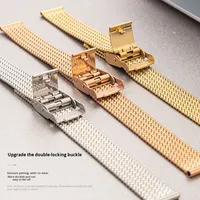 Bracelet de montre Lionorm en maille milanais chevrons 10mm 12mm 14mm avec fermoir double sécurité en acier inoxydable pour smartwatch
