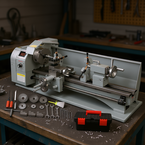 Mini tour à métaux manuel 220 x 750 mm 1100 W avec écran LED, broche R8, 4 stations porte-outils, usinage léger - Product Image 2
