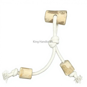 OEM ODM Modern Squeaky Coffee Wood <b>Rope</b> Tug with Cotton <b>Rope</b> Long-Lasting Chewing Fun Natural Dog Training Toy From Vietnam - Product Image 3
