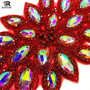 Tissu adhésif strass Appliques accessoires couture à la main perles de verre coupe patchs pour bricolage artisanat vêtements décorations - Product Image 4