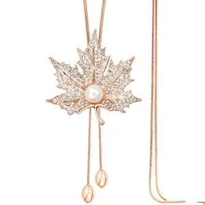 Collier en perles de diamant pour femmes, joli nouveau design personnalisé en feuille d'érable, à la mode, livraison gratuite
