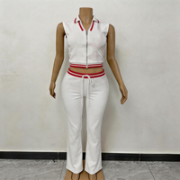 Ensemble 2 pièces personnalisé 2026 : Veste polo de golf zippée sportive et pantalon évasé pour femme – Tenue de sport décontractée automne/été