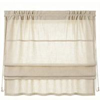 Store romain à cordon beige en tissu polyester texturé, occultant à 100%, froncé, sur mesure, pour fenêtre baie ou en arc, maison et bureau