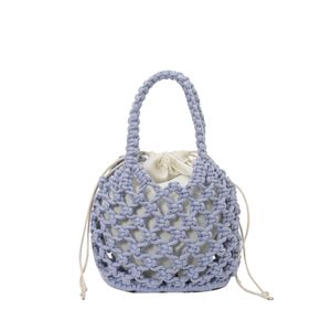 Bolso de mano tipo cubo para mujer, ligero y duradero, hecho a mano, de cuerda de algodón tejida, hueco, ideal para verano, playa, vacaciones y viajes. - Product Image 3