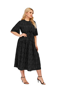 Loose Plus Size Mulheres Gordas Dot Senhoras Coreano Roupas Vestido Mesmo Vestidos - Product Image 3