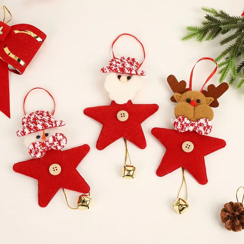 2023 Santa Claus campana estrella alce árbol de Navidad Mini colgante adorno de árbol de Navidad