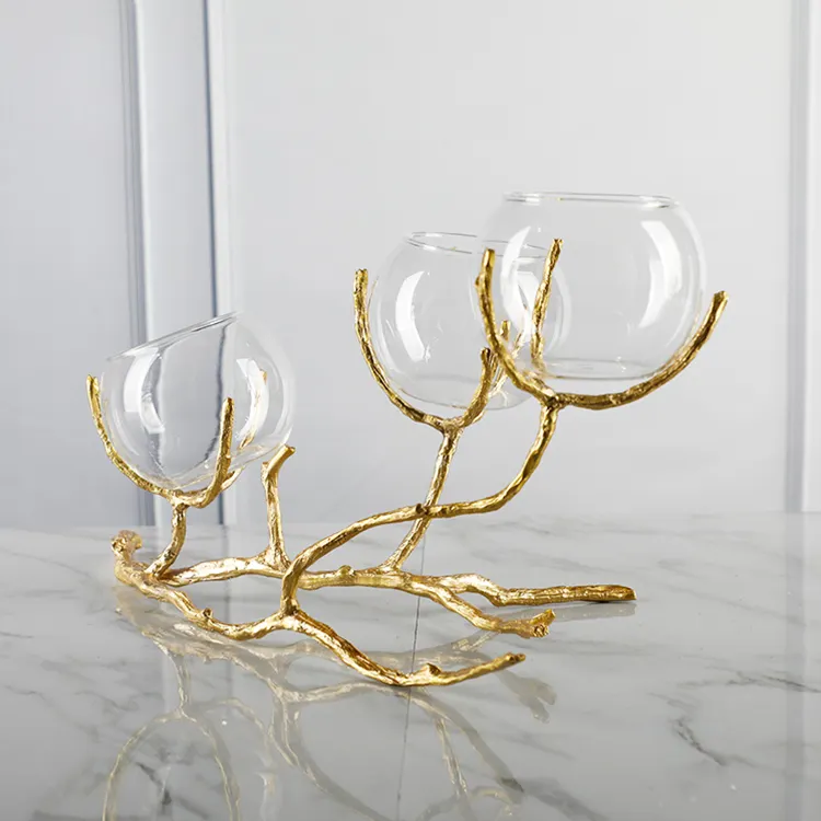 テーブルウェディングセンターピース装飾シャンデリア花瓶花用ガラス & クリスタル花瓶ホーム装飾銅花瓶