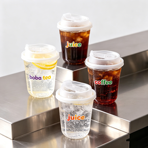 Gobelet jetable en PP à paroi simple en forme de U, avec couvercles de 90 mm, tailles 260 ml/700 ml, pour café glacé, bubble tea et boissons froides - Product Image 3