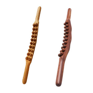 20 perline massaggiatore per la schiena del collo strumenti per alleviare la terapia del legno di faggio rullo per massaggio linfodrenante bastone per raschiare in legno - Product Image 3