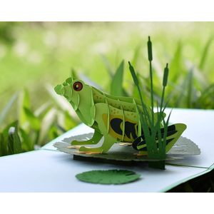 Carte de vœux 3D pop-up grenouille 4 couleurs, finition mate, en forme d'animal, impression numérique, Vietnamien - Product Image 2