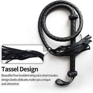 Frusta in Pelle PU per Giochi per Adulti BDSM, Nero/Rosso, 142cm, Alta Qualità - Product Image 2
