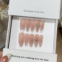 Laisense Faux ongles à presser réutilisables haut de gamme, transparents comme de la glace, effet Pure Desire, avec éclairage latéral, œil de chat et strass, forme longue cercueil/amande