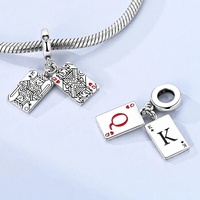 MULA Silver 925 Zircon Charms Star Wealth Spades K and Hearts Q Fit Original Bracelet Collier DIY Bijoux pour enfants