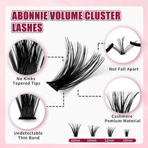 Abonnie Diy Eyelash <b>Extension</b> Kit Fluffy Mink <b>Lash</b> <b>Cluster</b> Black Cotton Stalk Curly Thick Import Fibers 30P40P50P80P - Product Image 2