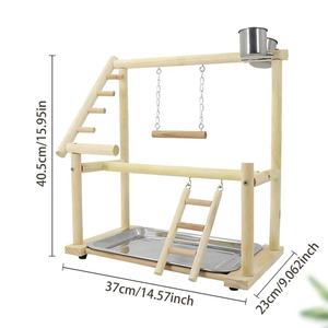 Jouets pour oiseaux, jouets écologiques de luxe pour perruches, calopsittes, jouets pour oiseaux, aire de jeux pour oiseaux, parc pour oiseaux, perchoir en bois pour perroquets, mangeoire, coupelles - Product Image 2