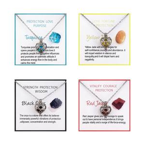 Collier avec pendentif en forme de cœur en cristal de guérison avec cage à pierres précieuses, bijoux spirituels pour femmes, protection, cadeau d'amour, cartes - Product Image 3