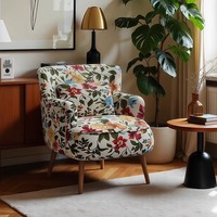 Canapé simple rétro américain Chaise Cadre en bois durable Tissu doux Rembourrage Mobilier de loisirs pour appartement Salle à manger Hôtel Villa