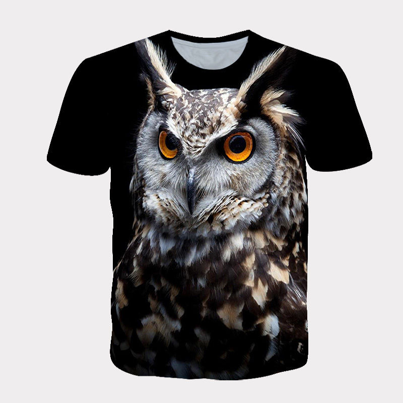 Unisex Nighthawk Owl Graphic T-Shirt - 3D Digital Printed Cool Tee For Men & Teens, Short Sleeve Crew Neck - View #5