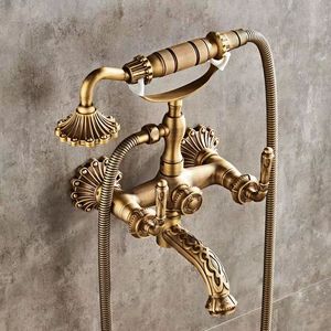 Montatura a parete in ottone intagliato bagno semplice doccia di fascia alta retrò semplice High-end retrò con soffione doccia a pioggia - Product Image 6