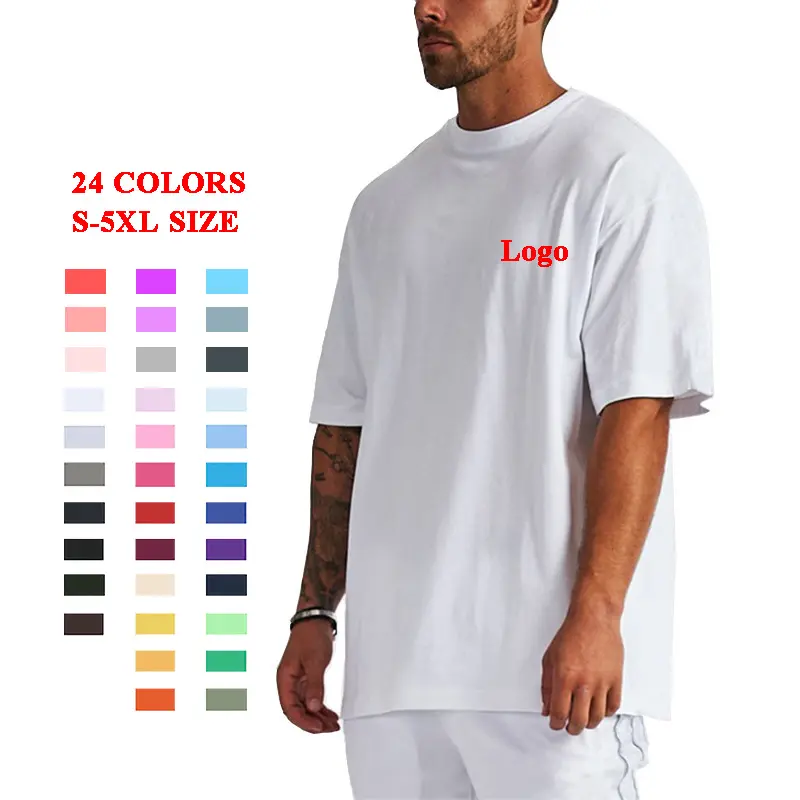 2024 boş pamuk sokak giyim Tshirt boy damla omuz T-shirt özel yüksek kaliteli baskı ağır T Shirt erkekler için