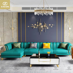 Nuevo sofá de esquina de cuero de lujo en forma de L, conjunto de muebles de sala de estar, sofá de esquina de cuero, sofá de sala de estar - Product Image 2