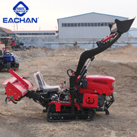 EACHAN Motoculteur rotatif petit motoculteur en caoutchouc sur chenilles Travail du sol Désherbeur agricole Cultivateurs Motoculteur Machines rotatives