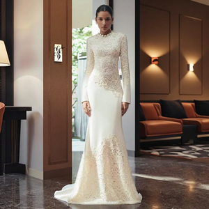 Vente flash Ramadan 2025, <span class=keywords><strong>robe</strong></span> de soirée longue <span class=keywords><strong>blanche</strong></span> en crochet de haute qualité, design boutique, vente en gros, <span class=keywords><strong>robe</strong></span> élégante pour femmes, coupe ajustée - Product Image 4