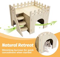 Ensemble de cachettes pour hamsters et gerbilles, maison en bois avec toit, escalier, toboggan, balançoire, abri ludique, accessoires de cage pour hamsters nains, souris et autres rongeurs