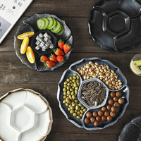 Multi-angle Amerikaanse stijl porseleinen fruitschaal, gemarineerde grid schaal, voor thuis, woonkamer, snacks, meloenzaadjes, gedroogd fruit.