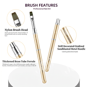 Ensemble de pinceaux liner à poils en nylon résistants à l'usure avec virole en laiton et capuchon de protection, pour la pose de gel fin, outil de manucure pour salon de beauté - Product Image 3