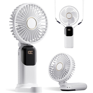 High Quality 1200mAh Mini Portable Fan USB Rechargeable 5 Speed Levels Foldable LED <b>Display</b> Car Use Event Wedding Gift Hand Fan - Product Image 1