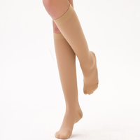 Chaussettes de compression montantes pour femme, antidérapantes, douces, d'épaisseur moyenne, à motif lettres, pour le voyage et la protection
