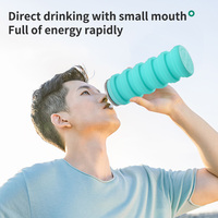 Bouteille d'eau écologique en silicone à large ouverture de 480ml gourde sans Bpa bouteille d'eau de sport pliable en silicone