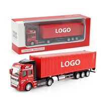 Camion Conteneur Moulé Sous Pression 1:50 en Gros, Modèle Personnalisé avec Logo, Remorque en Alliage, Camion de Transport avec Boîte Vitrée pour Collectionneurs 14+ ans, OEM