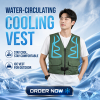 Gilet de refroidissement à circulation d'eau, contrôle numérique, ventilateur 3 vitesses, faible bruit, hygrostat réglable, alimentation USB, utilisation extérieure (Classe énergétique)