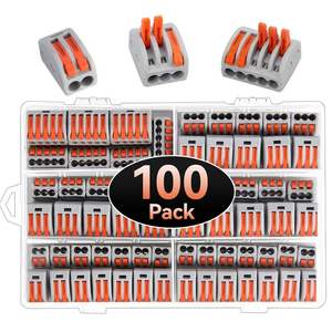 Bloques de terminales de resorte, paquete de 100, material PBT, conector de botón a presión para cables flexibles y rígidos - Product Image 1