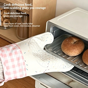 Gants en silicone résistants à la chaleur, anti-brûlure et antidérapants, gants de cuisine rembourrés en coton, gants en silicone épais pour la pâtisserie - Product Image 2