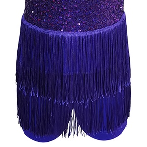 Vestido de Baile Latino BC032005 Baili Morado con Espalda de Malla y Flecos de Lentejuelas para Niñas, Traje de Competición para Salsa, <span class=keywords><strong>Tango</strong></span> y Jazz - Product Image 5