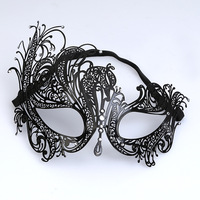 Masques en métal doré et noir vénitien pour femmes et hommes pour Halloween, accessoire léger pour bal masqué