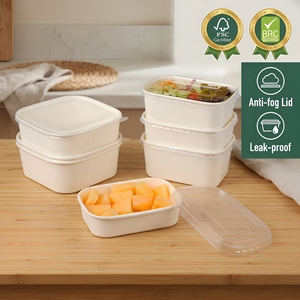 Contenedor de Alimentos para Llevar con Logotipo Personalizado, Libre de PFAS, Certificación FSC, Aprobado por BRC y FDA, para Preparación de Comidas, Restaurantes, Comida para Llevar y Entrega a Domicilio - Product Image 1